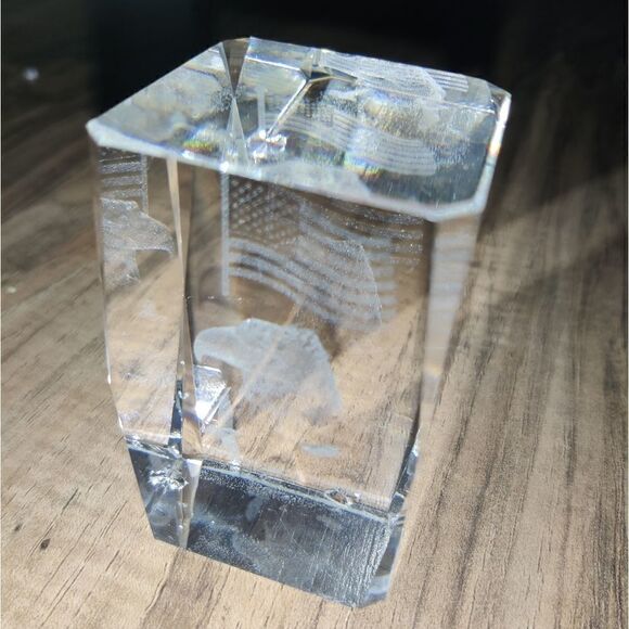 Bald Eagle With American Flag Small Glass Paper We - Picture 4 of 7